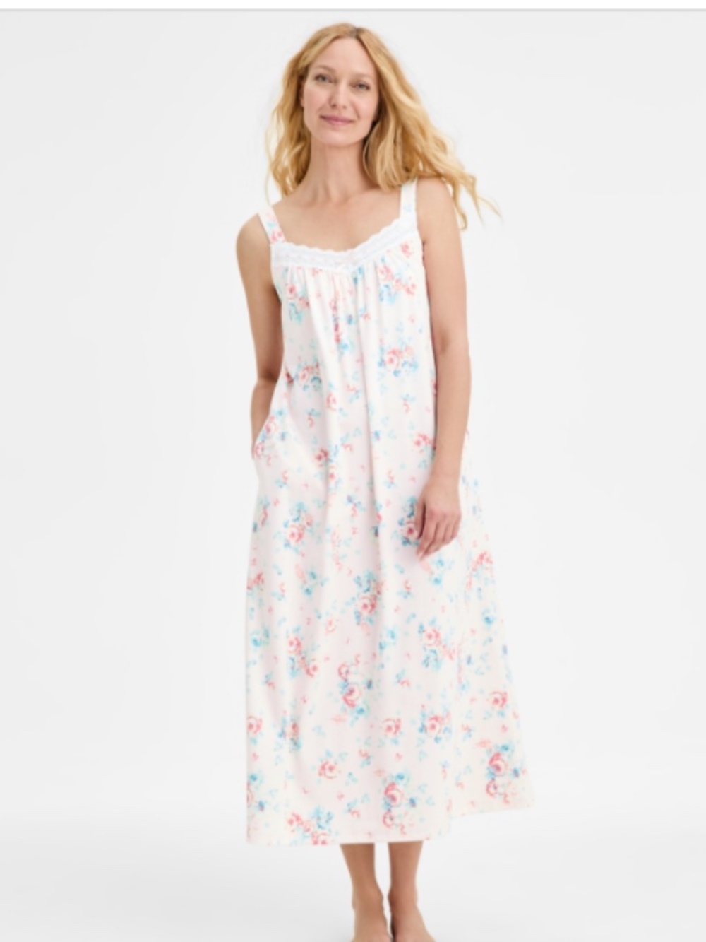 Charter Club Women's 100% Cotton Eyelet Tank Nightgown, Dreamy Bou